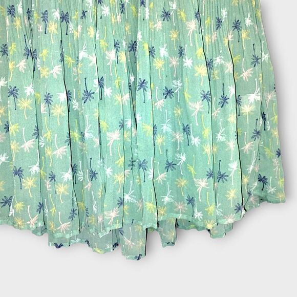 Lauren‎ Conrad Dress Sz 8 Sheer Pistachio Green Palm Tree Pleated Cottagecore - Picture 8 of 15